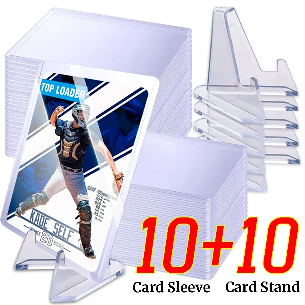 Protectores de tarjetero transparentes, 1-20 piezas, ídolo Kpop, sesión fotográfica, fundas impermeables para tarjetas, soportes de exhibición de tarjetas triangulares acrílicos 2 en 1