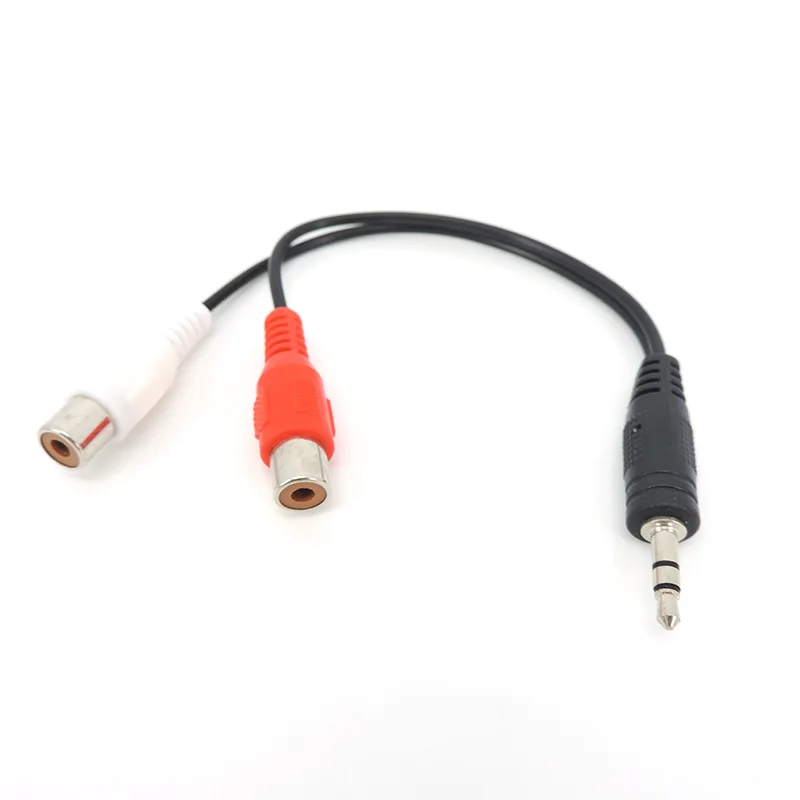 18cm Dual RCA Audio Cable to 3.5mm Stereo 3pole Jack Male to 2 RCA Female plug connector RCA Converter Adapter red black W1