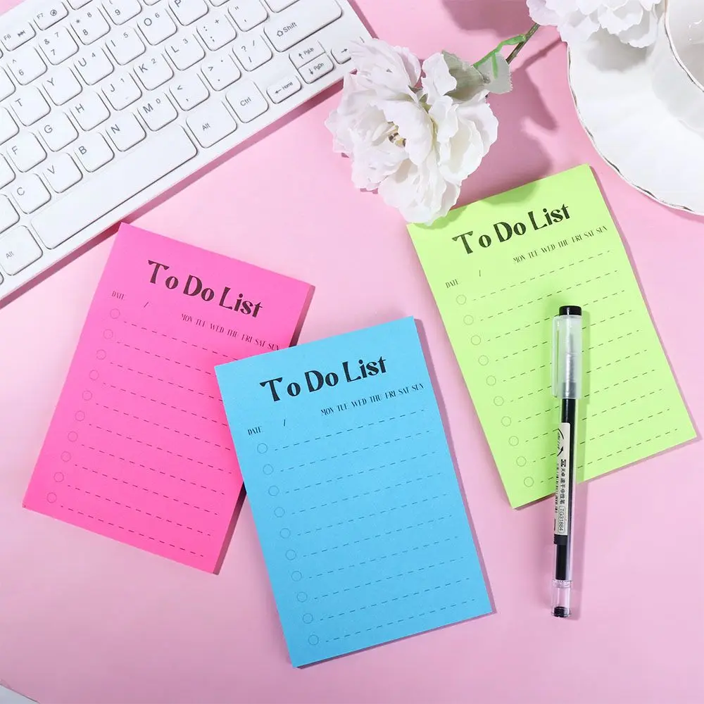 Sticky Note Notepad para Estudantes, Estudando Planejamento, Schedule Memo Pad, To Do List, Checklist Notepad, Material de Escritório, Papelaria