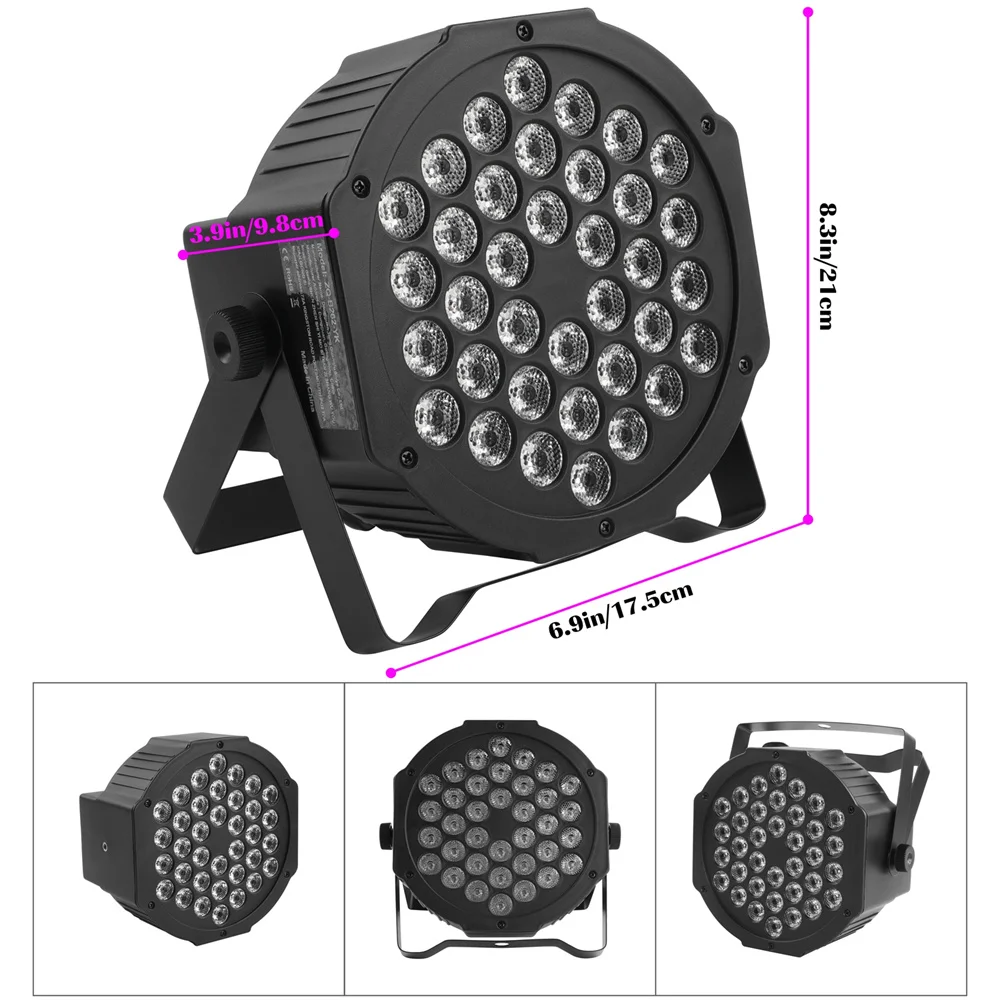 Luz Par RGB de 4 piezas, 8 piezas, 36 LED, Control remoto inalámbrico DMX activado por sonido para DJ, fiesta, iluminación de escenario, navidad