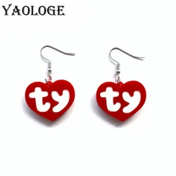 YAOLOGE Acrylic Simple Sweet TY Heart Earrings For Women 2022 New Fashion Letter Pendant Earrings Girls Party Jewelry Gifts