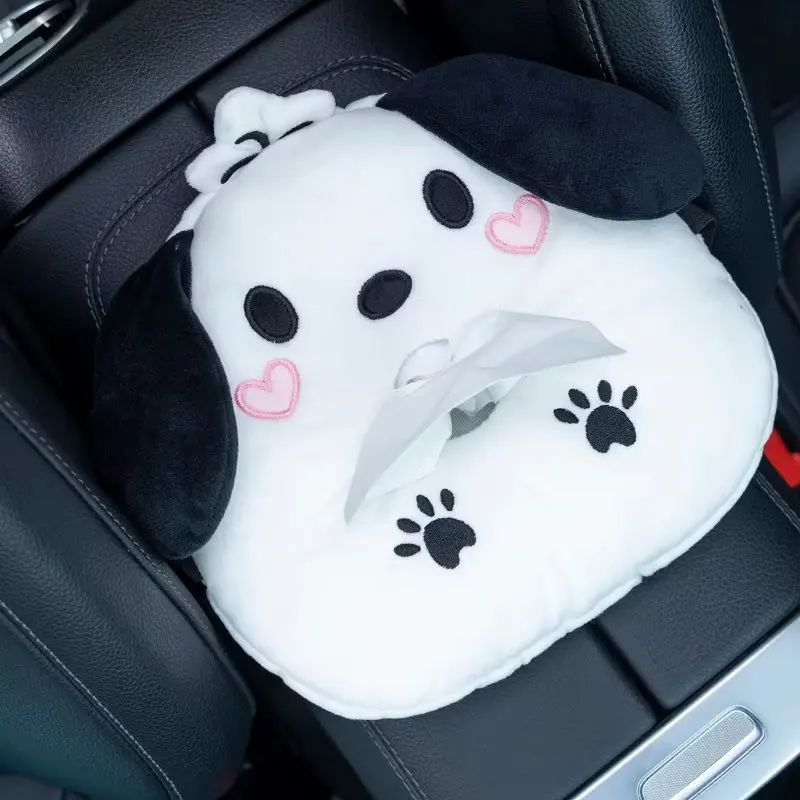 Kawaii Car Tissue Box Plush Armrest Box Tissue Cover Seat Back Hanging My Melody Kuromi Cartoon Cute Car Accessories Gift