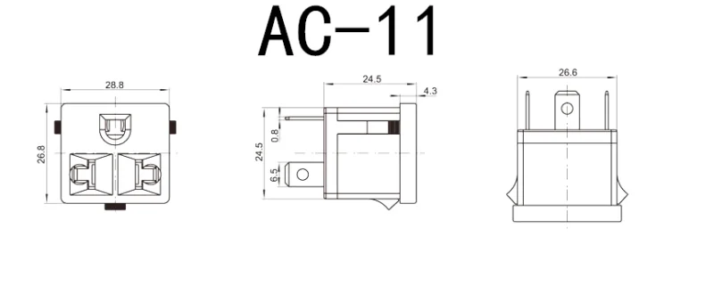 Wechselstromversorgung, dreipolige T-förmige Steckdose, Schalter mit Licht, Stecker-/Buchsenanschluss für das Stromkabel – Detail 20