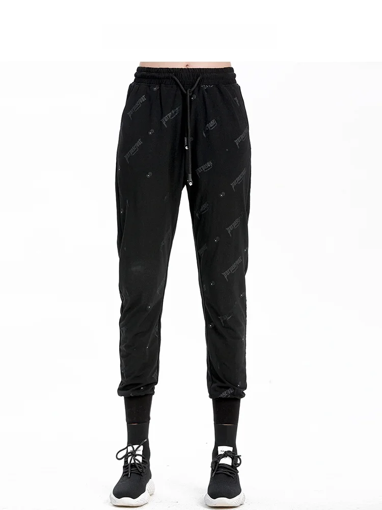 

Lapargay 2023 New Women's Bla White Casual Pants Faionable Thin Print Street Sle Long Trousers Polyester Fiber