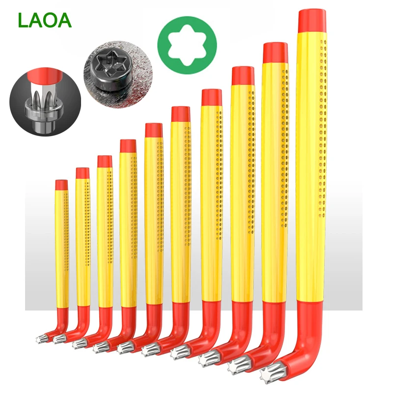 LAOA insulated L-shaped torx wrench withstand voltage 1000V pattern hexagon socket T10-T55