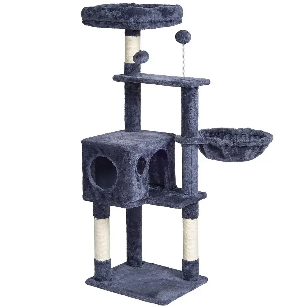 Multi-Level Cat Tree Tower with Cozy Condo Hammock Toy Ball 45.2