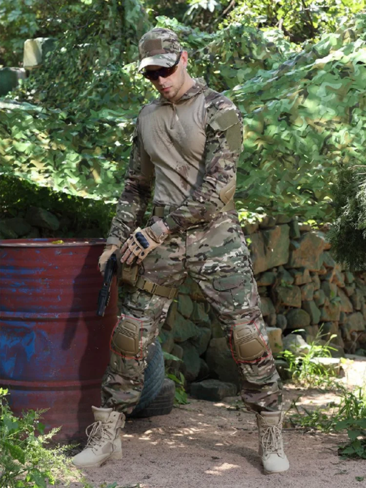 Herren Taktische Uniform Camo Multicam Soldaten-Scharfschützen-Jagdbekleidung Trainingsanzug Kampfhemden Cargohosen Kletter-Sets CS Herren – Detail 3