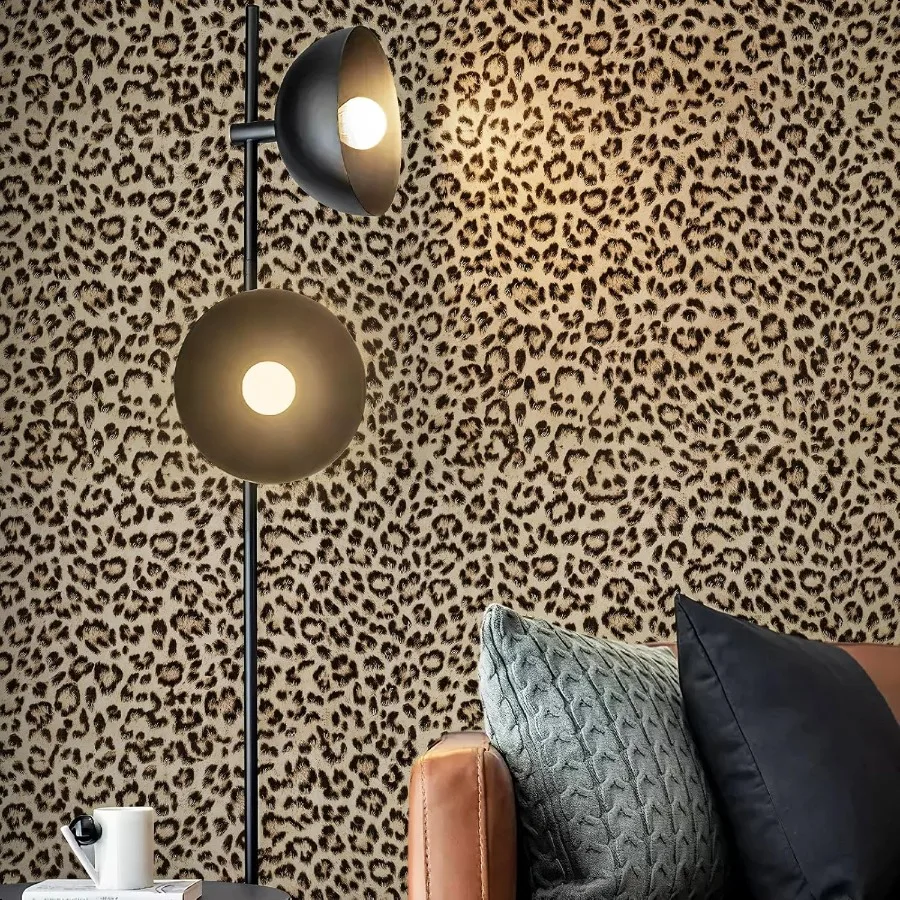 Luipaardprint Peel and Stick Wallpaper Waterdicht verwijderbaar zelfklevend structuurbehang Geel Funky Cheetah Contact Pap