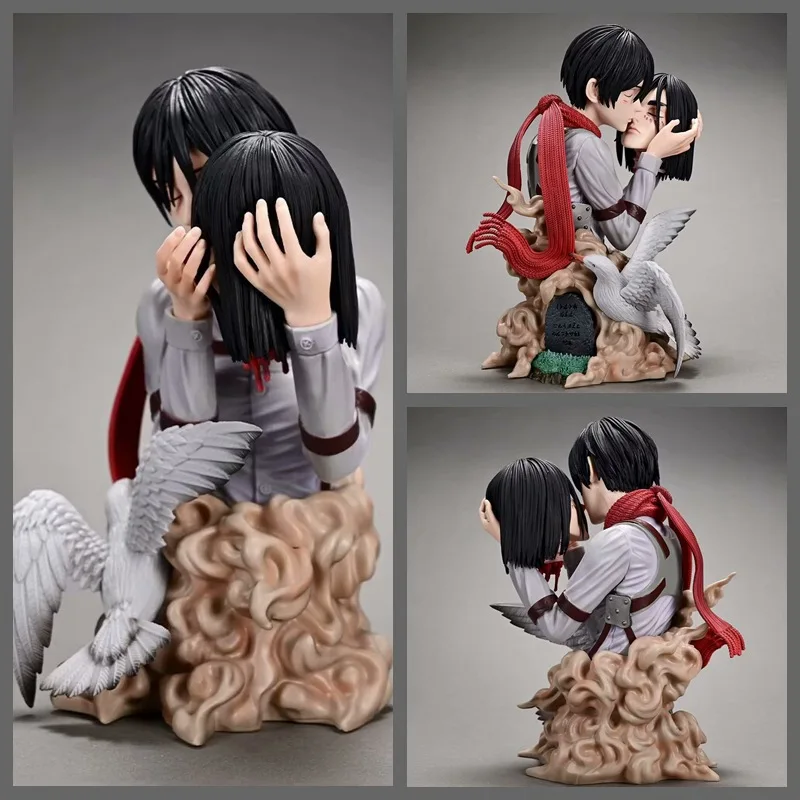 Attack on Titan GK Death's Kiss Mikasa Head Hug Eren Captain Ackerman Statue Figure