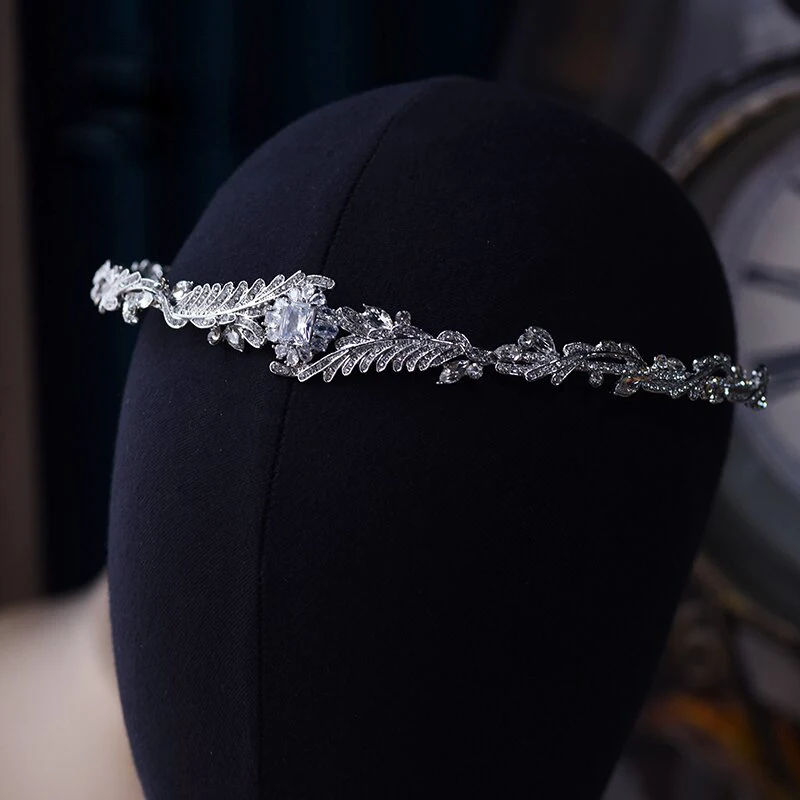 Korean Style Zircon Crystal Bridal Crowns, Wedding Hair Accessories, Bride Headpieces