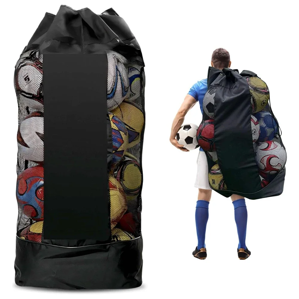 กระเป๋าใส่ลูกบอลกีฬาแบบตาข่ายอเนกประสงค์ 1 ชิ้น สายสะพายไหล่ปรับได้ พร้อมช่องเก็บของขนาดใหญ่ สำหรับเก็บฟุตบอล บาสเกตบอล