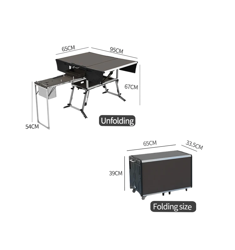 Camp aluminum kitchen and Rv kitchen Bulin C550 Outdoor Equipped Picnic Table Folding Camping Stove Camping Mobile Kitchen