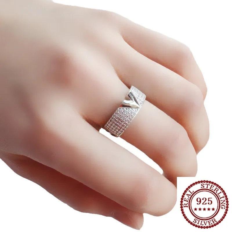 2025 الاتجاه الجديد 925 الفضة الاسترليني مزاجه الكلاسيكي، الموضة الكبرى، الحجر الكلاسيكي مطعمة خاتم الزواج المرأة، خاتم الرسالة #1