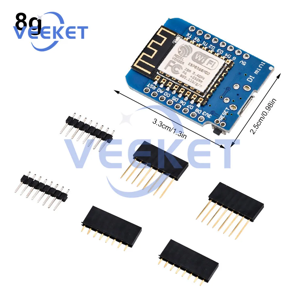 ESP8266 D1 Mini Development Board Support OTA. Online ESP-12F CH340G Easy to Operate WeMos 5V 1A 1*ADC Pin