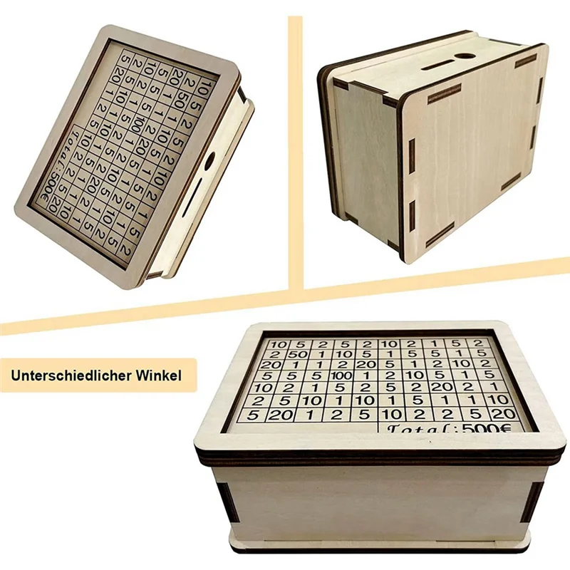 Counting Coin Bank Craft mit Öffnung, Spardose aus Holz mit Theken-Geld-Aufbewahrungsbox für Kinder, Jungen und Mädchen