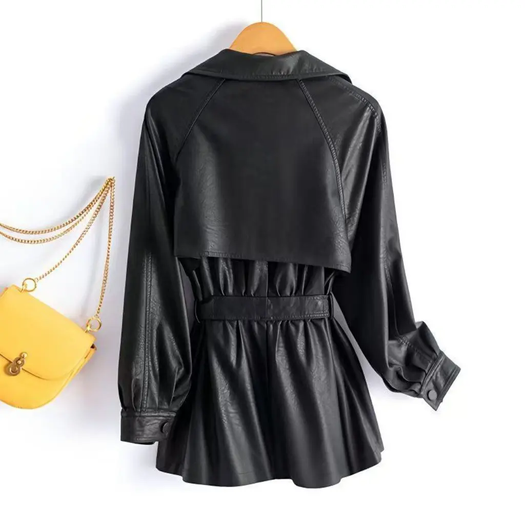 

Spring New Korean Style plus Size Women's Leather Jacket Loose Short Windbreaker Slimming Design for Fashionable Outerwear