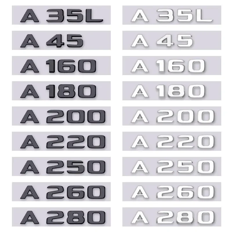 A45 A160 A180 A200 A220 A250 A260 A280 A35L letter number 2d car sticker for Mercedes Benz A class rear boot label trunk refit