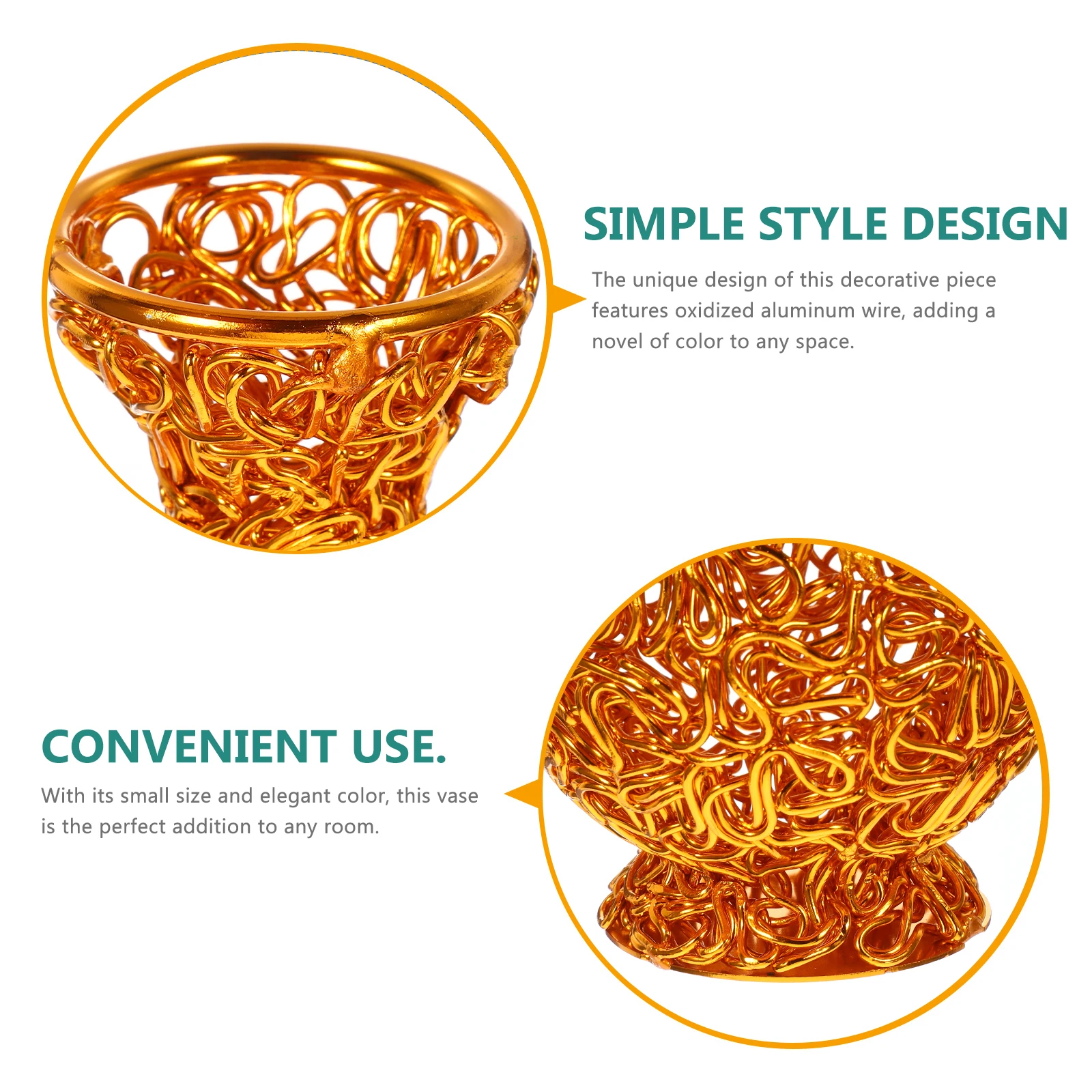 

Vase Dried Flower Pots for Plants Aluminum Wire Floral Golden Craft Colored Alumina Ornament