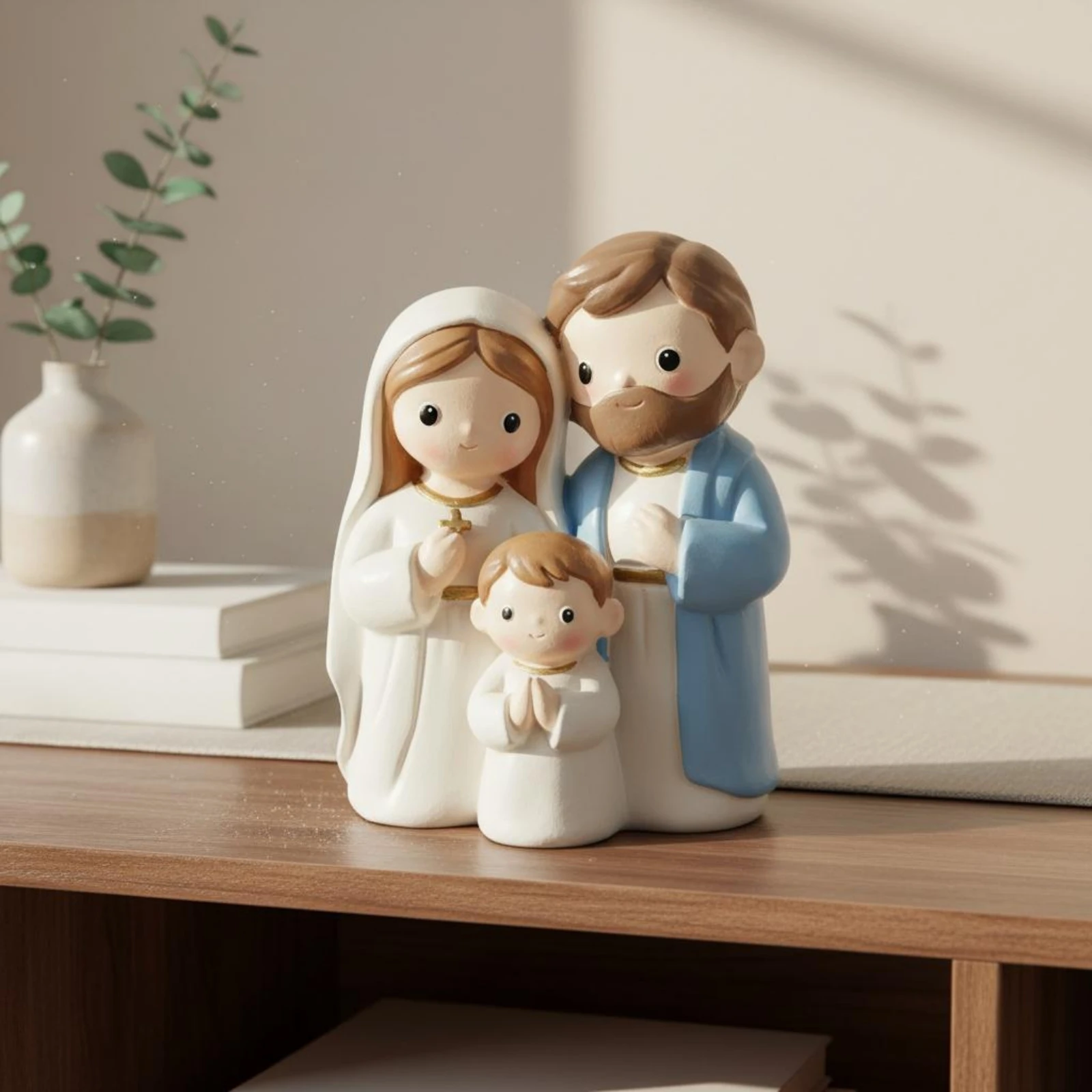Holy Family Statue Cute Holy Family Figurine Resin Figurine Collectible Christmas Nativity Ornament Peaceful for Bedroom, Easter