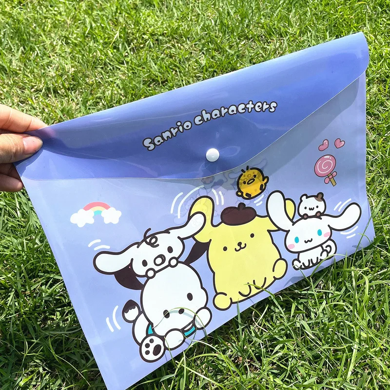 Imagem -03 - Sanrio Cartoon File Bolsa para Estudantes Pasta de Personagens Anime Bolsa de Armazenamento Botão Bonito Kuromi Papelaria Infantil Presente Criativo Novo a4