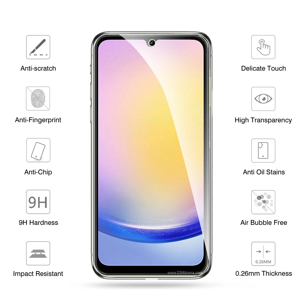 Protetor de Tela para Samsung Galaxy A25, Vidro Temperado, Alta Definição, 6,5 polegadas, 6,5 polegadas, 3PCs, 2023