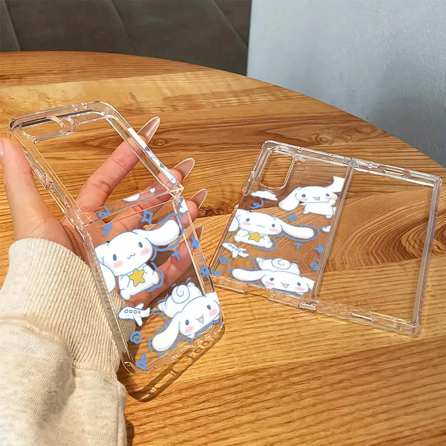 Cartoon Sanrio Cinnamoroll Case for Samsung Galaxy Z Fold 8 Ultra Z Flip 6 5 4 3 ZFold8Ultra Z Fold 7 6 5 4 3 Transparent Soft
