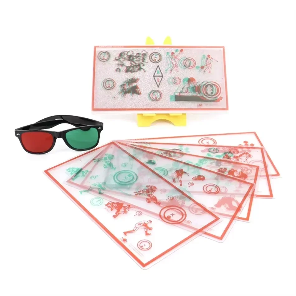 Fixed Red/Green Tranaglyph Vision Therapy Convergence Insufficiency Eye Training Device Stereo Training Cards Visual Correction