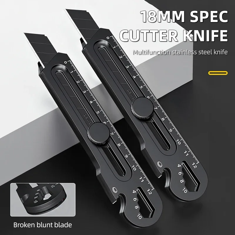 Stainless Steel Utility Knife Multi-Function Opener Retractable Box Cutter Portable Office Home Courier Unboxing Knifes 6 in 1