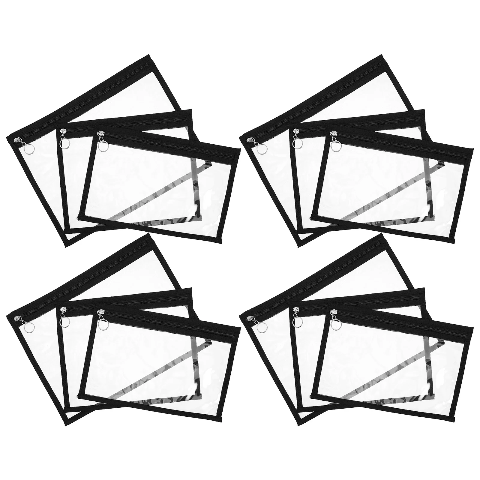 

12Pcs Transparent Black Clear PVC Zipper Document Organizer Waterproof Small Travel Storage Bag for Toiletries School Office