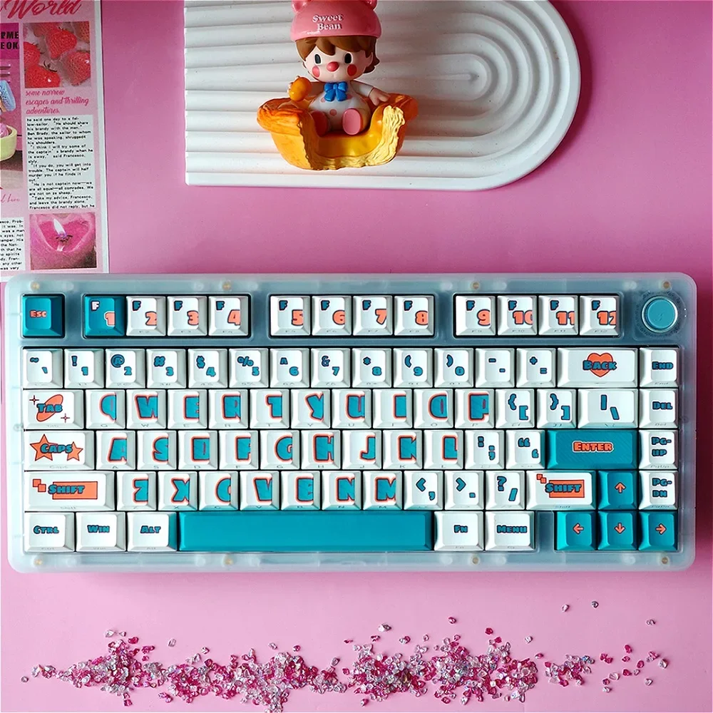 

PBT keycaps, small full set, cherry, large font retro, keycaps, hot sublimation, for Cherry MX 104/87/61 mechanical keyboard