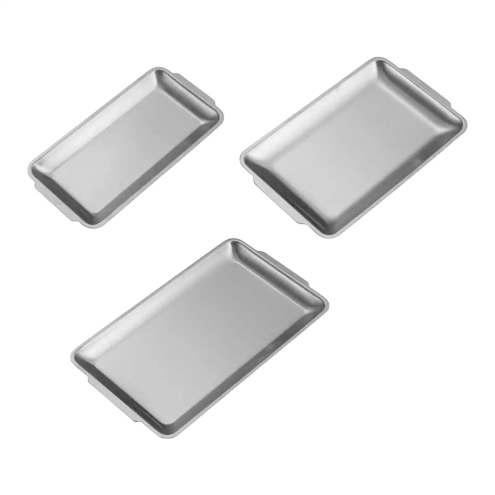 Multipurpose Stainless Steel Food Serving Tray Stackable Decorative Platter Rectangle for Restaurant and Events