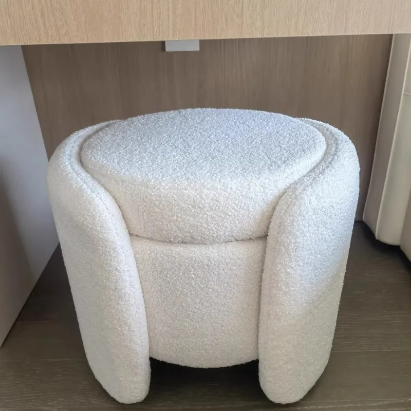 Damen-Schminkhocker, Schlafzimmer-Schminkhocker, Schminkstuhl, Bank, Schuhwechselhocker, Gestell aus Massivholz, Stoff aus Lammwolle