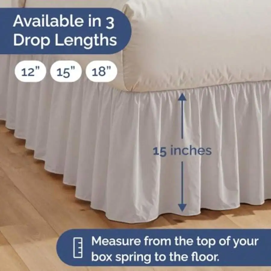 

Ruffle Bed Skirt Queen Size 15 Inch Drop Dust Ruffle With Platform Soft Wrinkle Resistant Light Grey