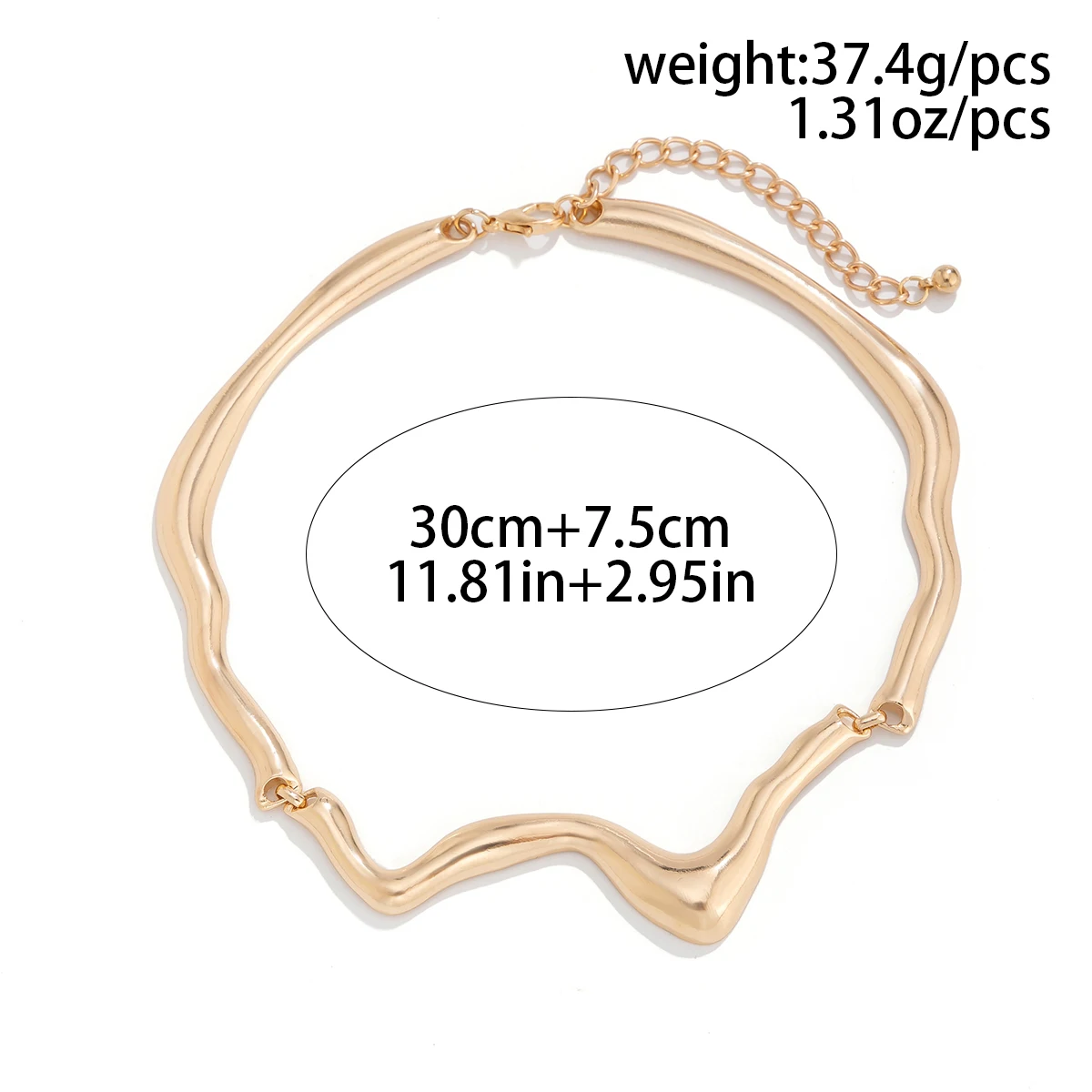 KunJoe Sexy Irregular Wave Chokers Necklace for Women Punk Creative Gold Color Geometry Torques Neck Chain Wedding Party Jewelry