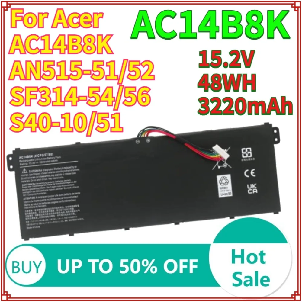 

AC14B8K Battery For Acer Nitro 5 AN515 AN515-52 AN515-53 Aspire R3-131T ES1-111 V3-111 AC14B3K AC14B7K AP14B8K AC14B18K