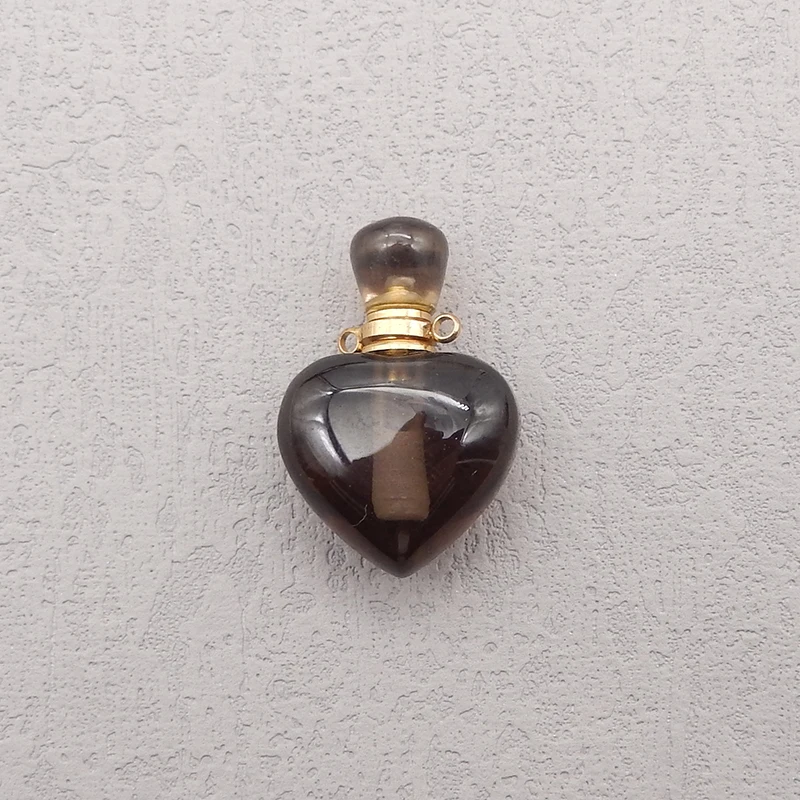 Silver Gold Plated Natural High Quality Smoky Quartz Heart Pendant Bead,Jewelry DIY Making 33x22x12mm 10g