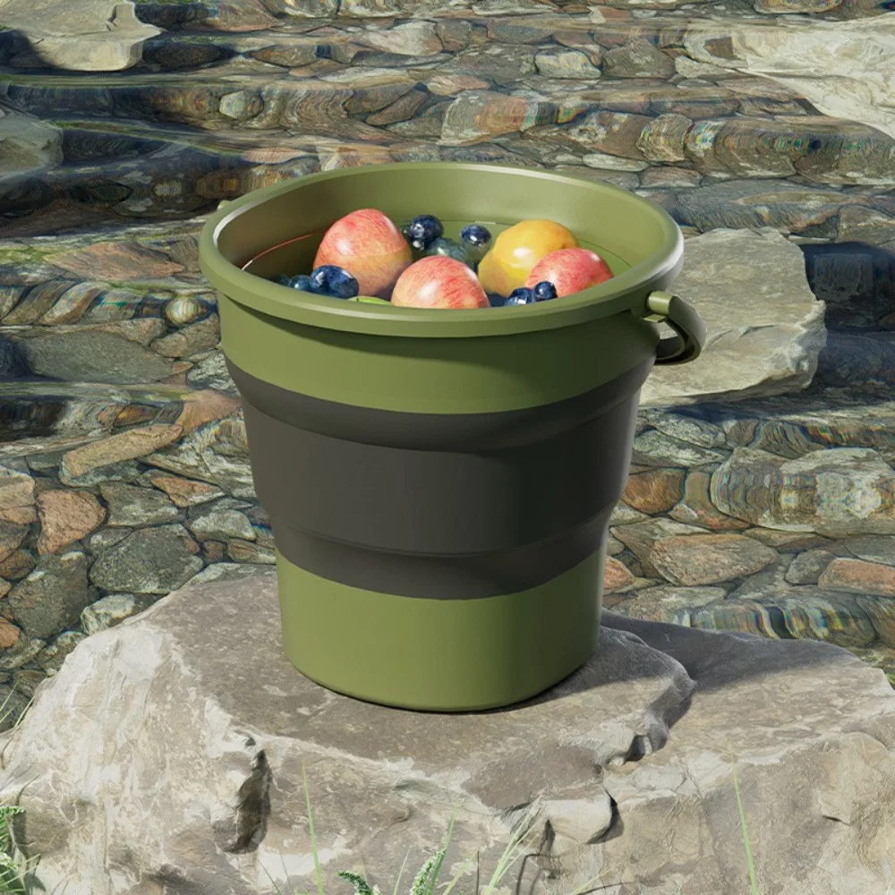 ถังพับพลาสติกหนาถังตกปลาพร้อมที่จับกันลื่นแบบพกพาถังความจุขนาดใหญ่ห้องน้ํา