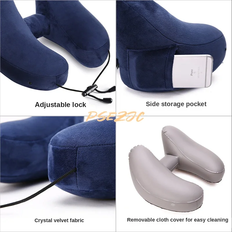 Portable Neck Pillow Travel Inflatable Pillow H-type Outdoor Camping Car Long-distance Flat Neck Pillow