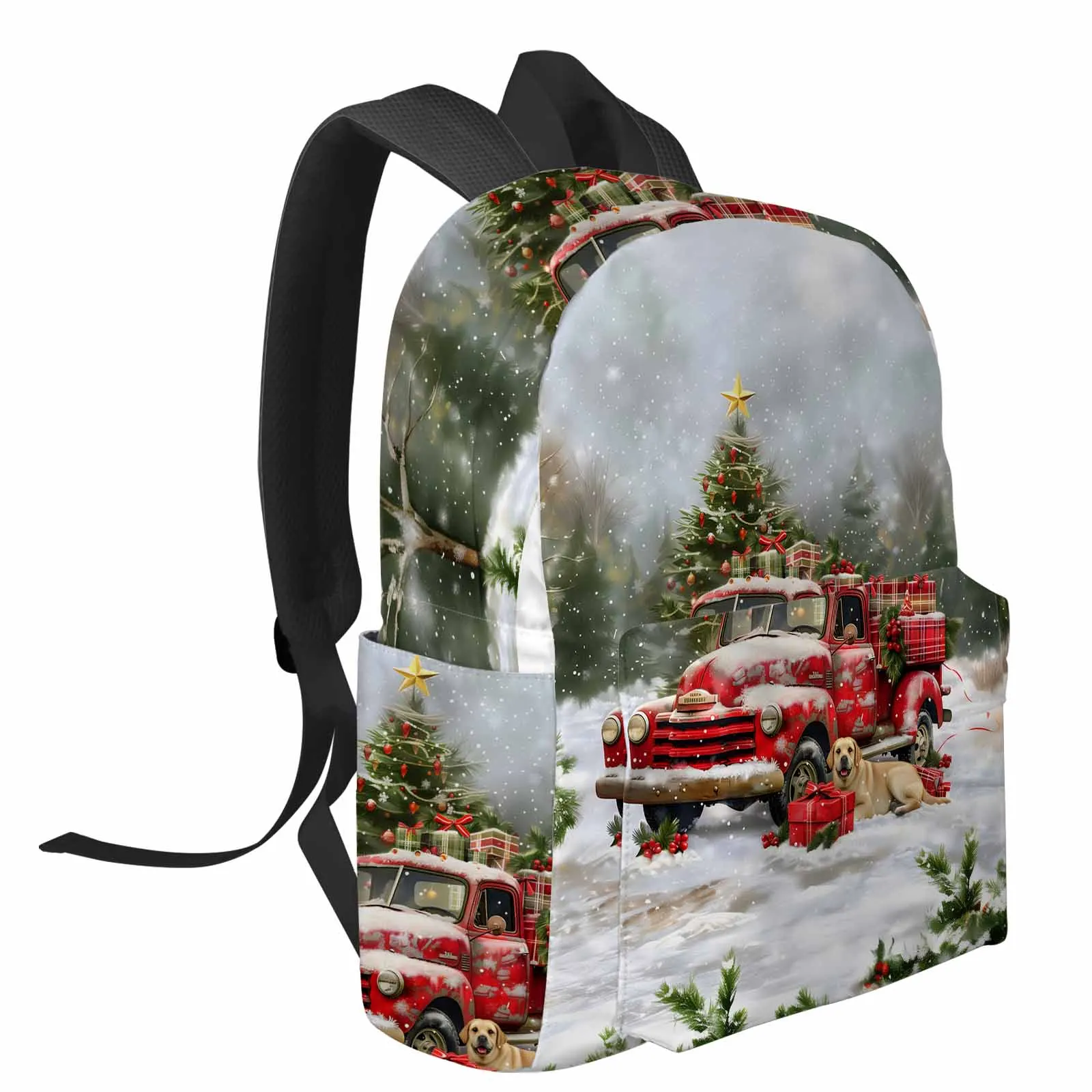 Forest Truck Puppy Gift Christmas Backpack School Bags for Teenagers Students Laptop Bag Women's Casual Travel Backpack