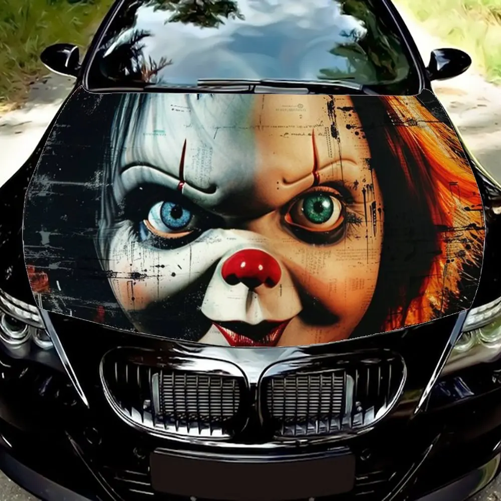 Happy Chucky Horror Movie Children Car Hood Wrap Color Vinyl Sticker Truck Graphic Bonnet Auto Accessories Decoration Decal Gift