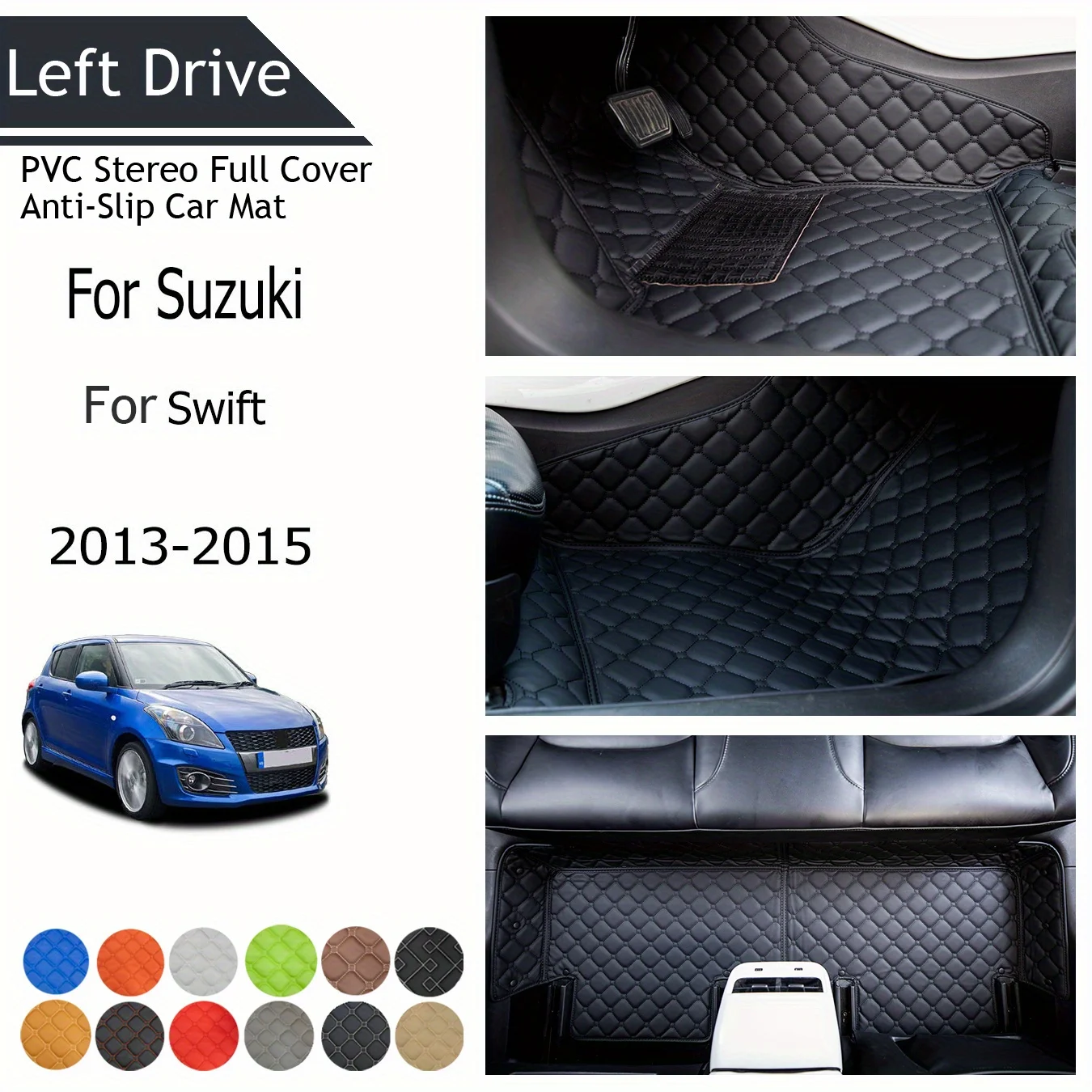 

TEGART 【LHD】For Suzuki For Swift 2013-2015 Three Layer PVC Stereo Full Cover Anti-Slip Car Mat Car Floor Mats Car Accessories