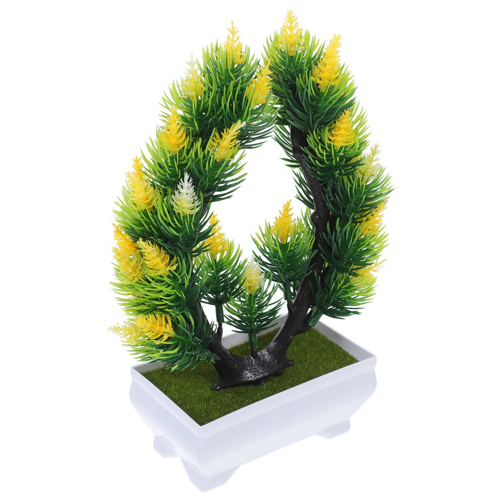 

2 Pcs Artificial Bonsai Tree Faux Plants in Pots Peacock Flower Mini Potting Trees Plastic Home Decor Green Plant nament Fake