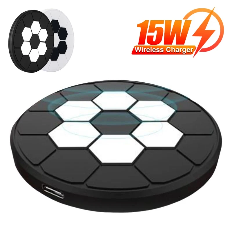 

15W Wireless Charger Pad Fast Wireless Charging Station Cartoon Football For iPhone 16 15 14 13 AirPods Samsung Galaxy S23 S22
