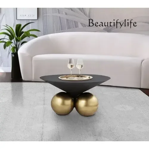 

Kh X Nordic Modern Light Luxury Rock Slab Solid Wood Small Round Table Round Coffee Table Living Room Size Round Coffee Table