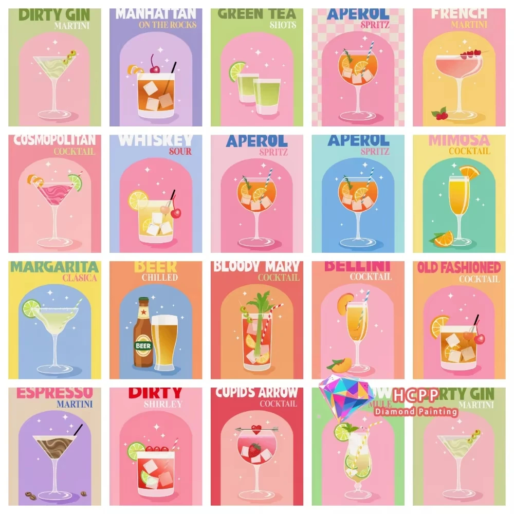Kit de Dibujo de Diamantes 5D con Diseño de Cóctel Bloody Mary de Manhattan y Flecha de Cupido, Diamantes Cuadrados y Redondos, Mosaico DIY, Arte Hecho a Mano, Regalo, Decoración para el Hogar