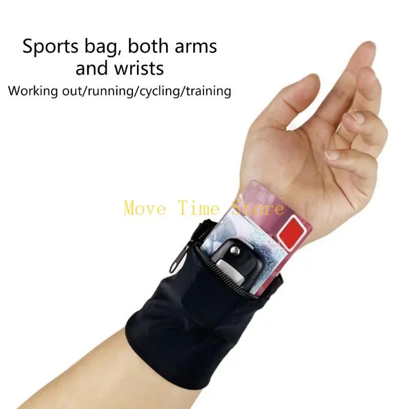 92ME Wrist Sweatband Wrist Wallet Wristband Pocket with Zipper Sport Wrist Coin Keys Storage Bag for Women Men Running