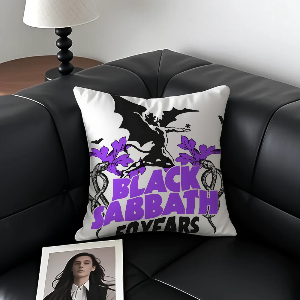 B-Black Sabbath Band Anmie Pillow Case Anti-dustmite Pillowcase Invisible zipper silky short plush Sofa cushion cover