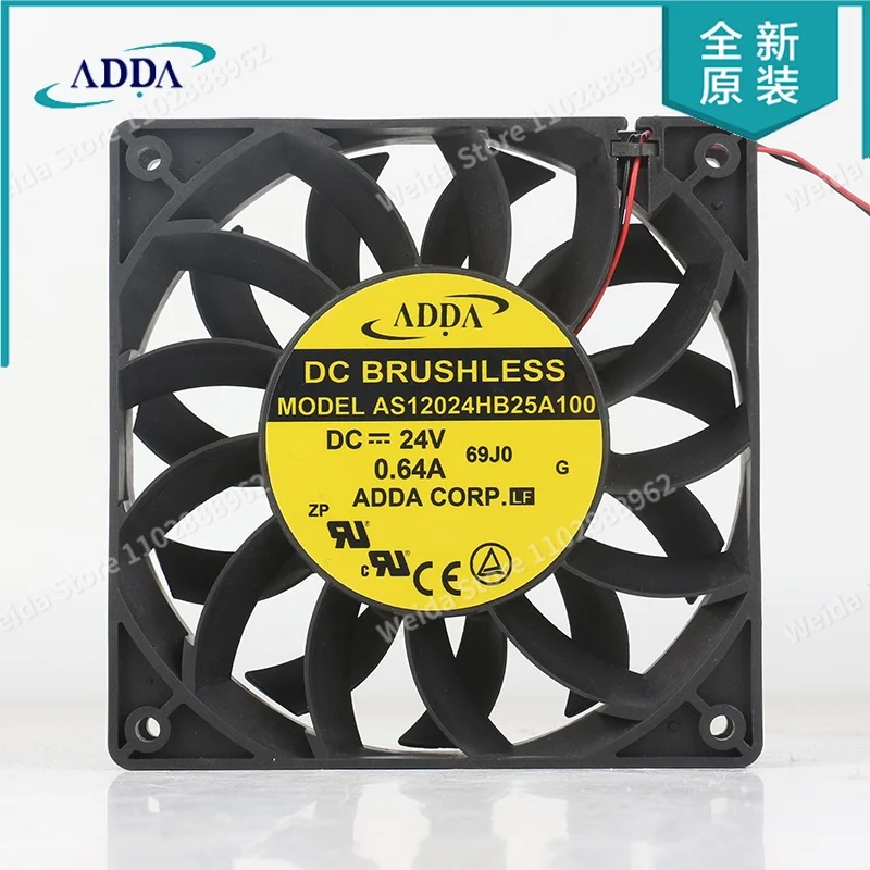 

Cooling fan New Taiwan ADDA AS12024HB25A100 5V 12V 48V DC 24V 0.64A 12025 120X120X25MM 12CM inverter two-wire ball bearing