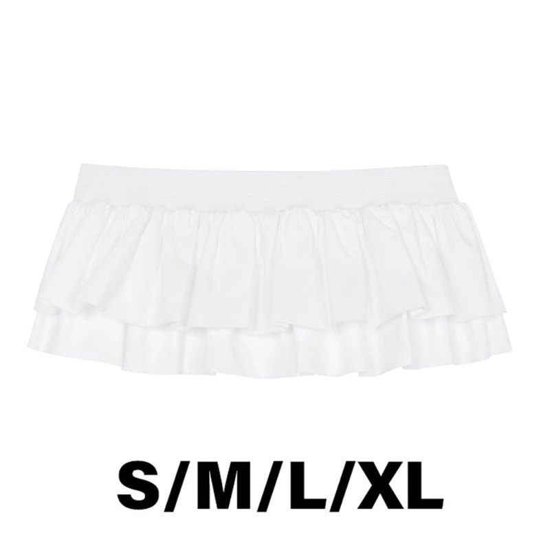 

Women Korean Short Apron Skirt Layered Ruffle Miniskirt Shirt Extender