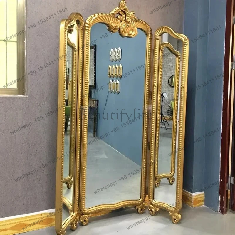 

customization bedroom carved full body bathroom against the wall large mirror European-style cloakroom dressing floor mirror
